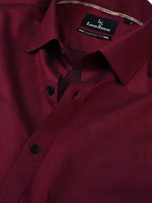 Men's Regular Fit Solid Red Formal Shirt