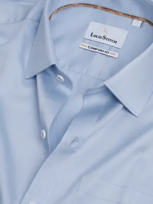 Men's Regular Fit Solid Sky Blue Formal Shirt