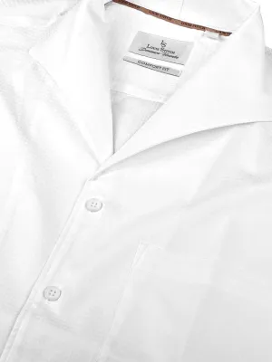 Men's Regular Fit Textured White Formal Shirt