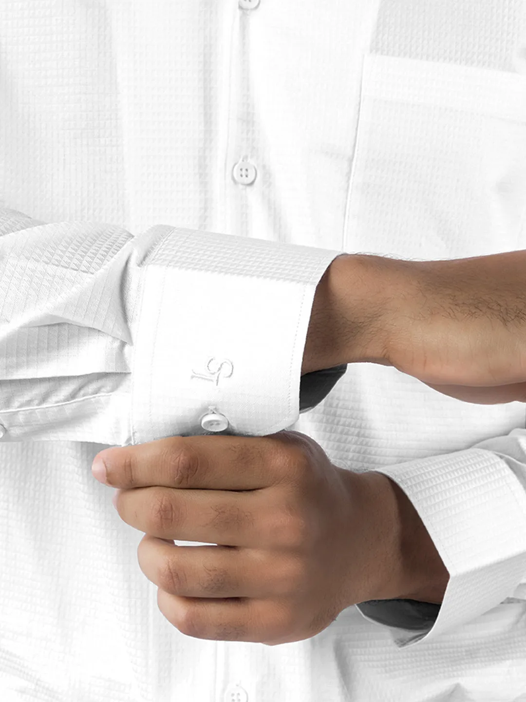 Men's Regular Fit Textured White Formal Shirt