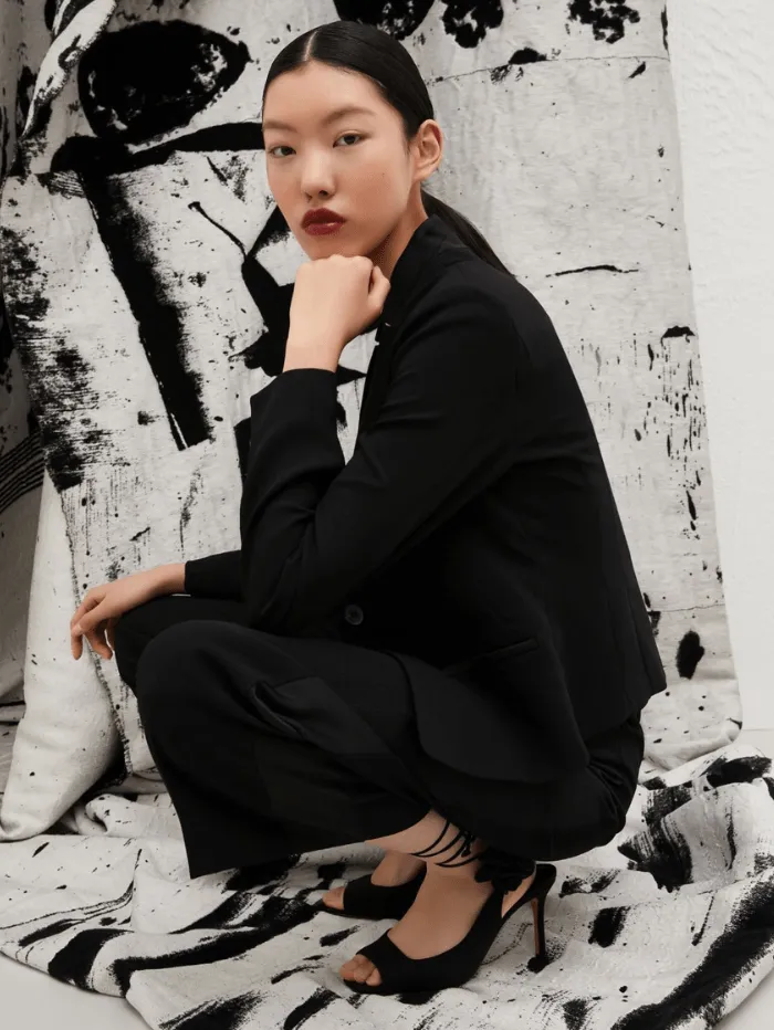 Miranda Stand-Up Collar Blazer - Black