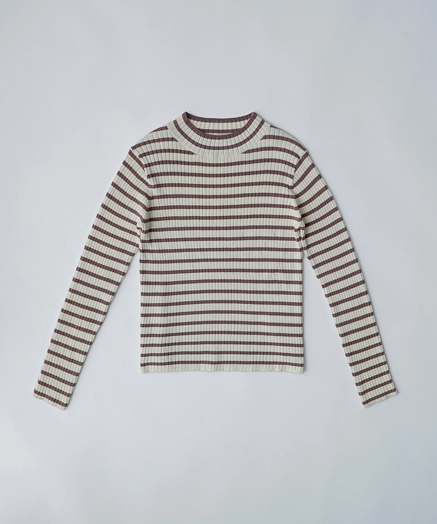 Mock neck border rib tops