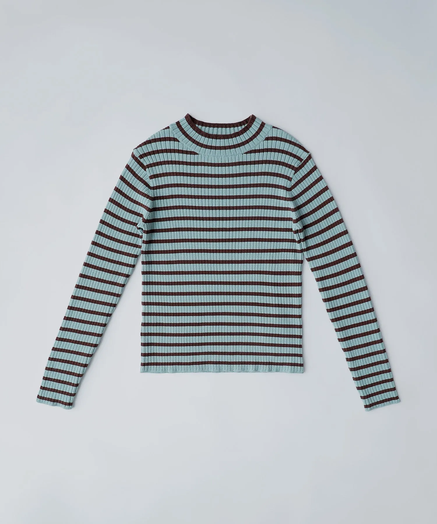 Mock neck border rib tops