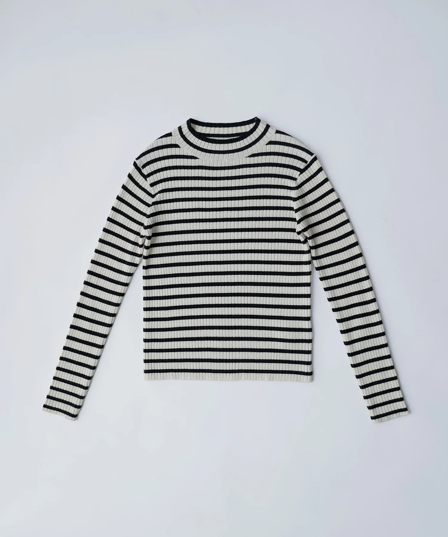 Mock neck border rib tops