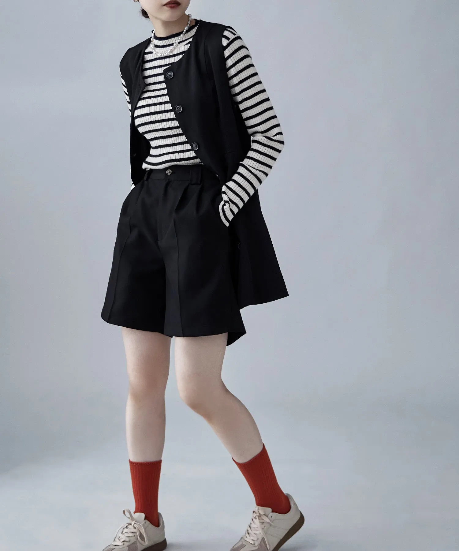 Mock neck border rib tops