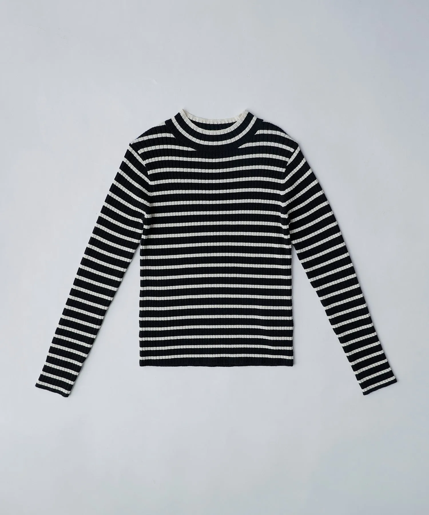 Mock neck border rib tops