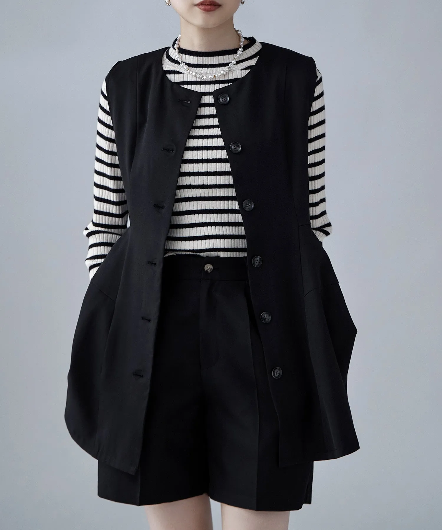 Mock neck border rib tops