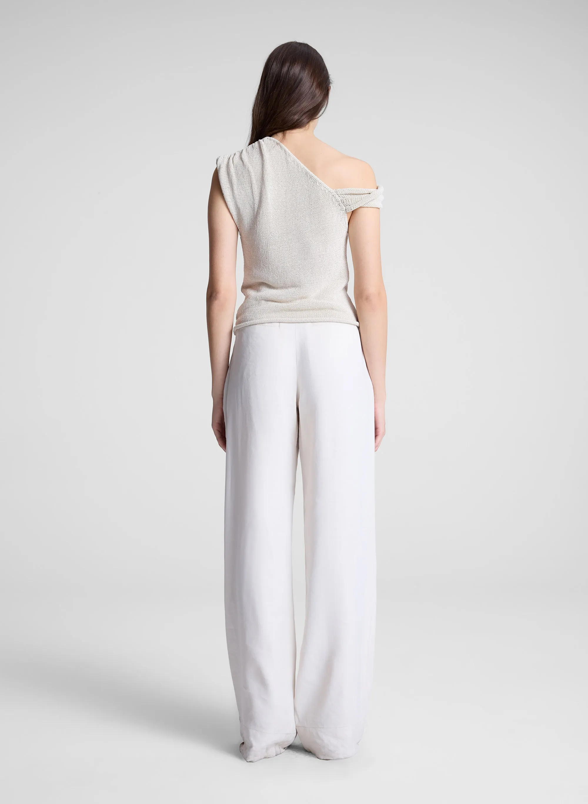 Mona Asymmetric Open Knit Top