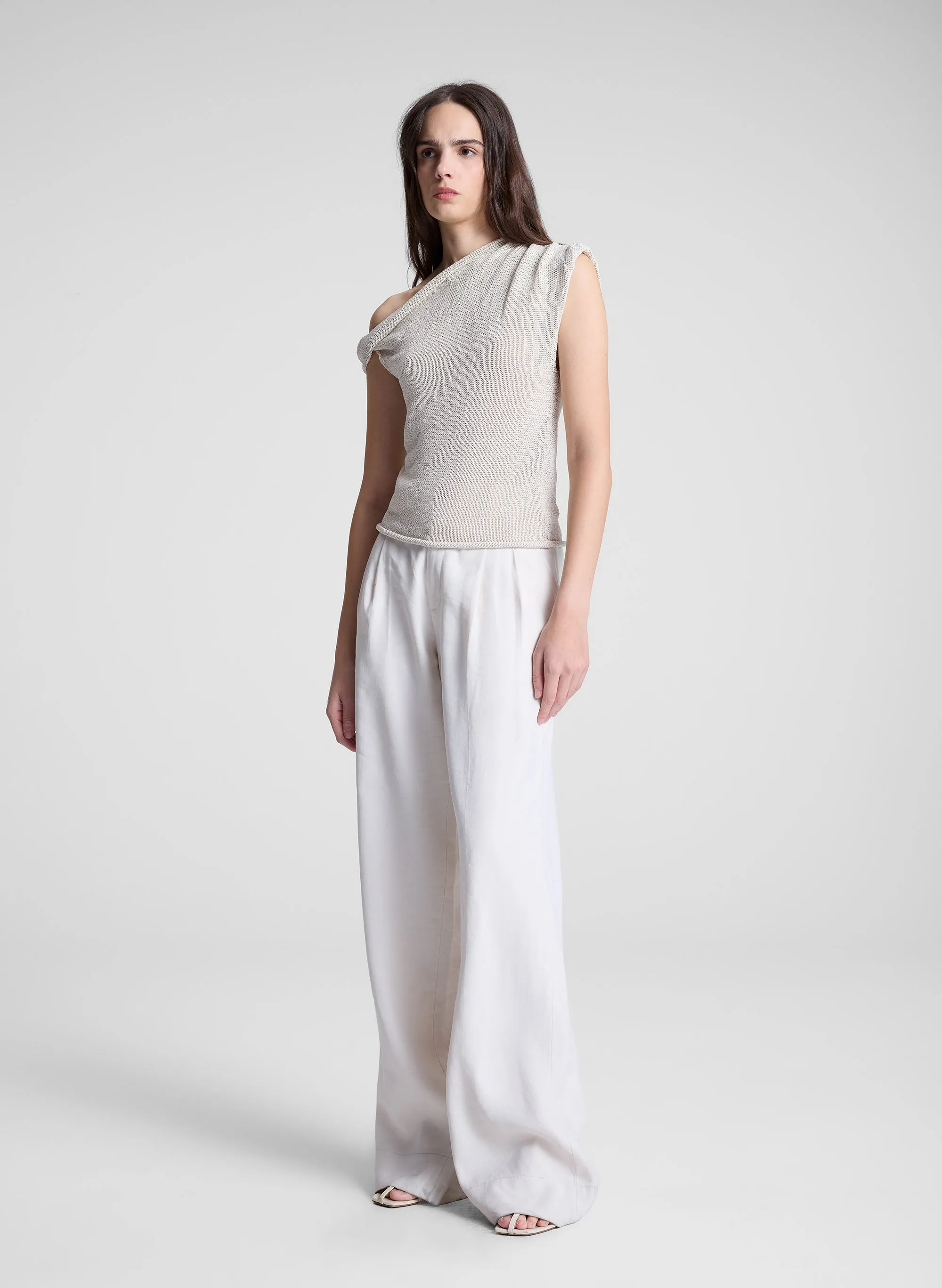 Mona Asymmetric Open Knit Top