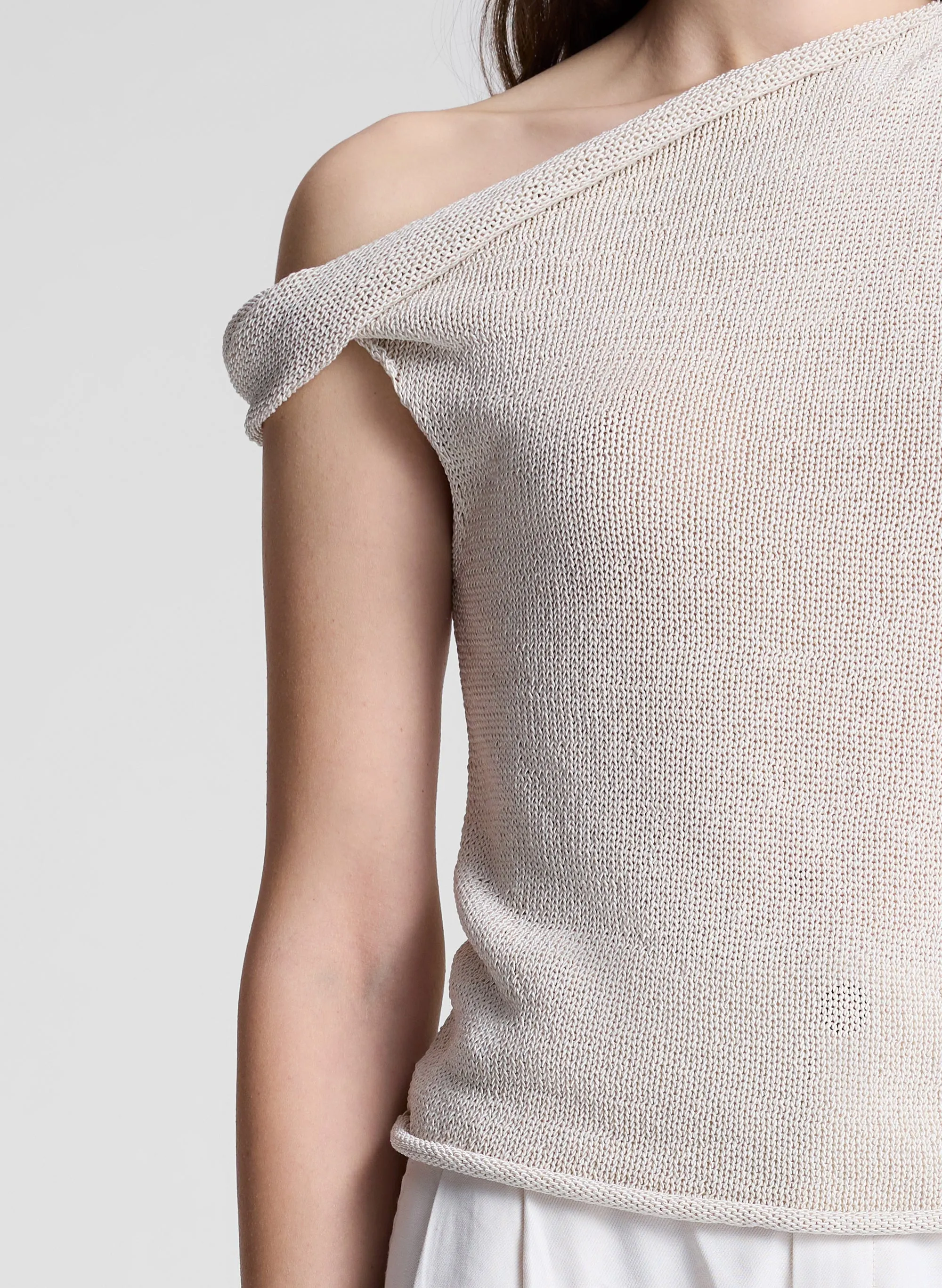 Mona Asymmetric Open Knit Top