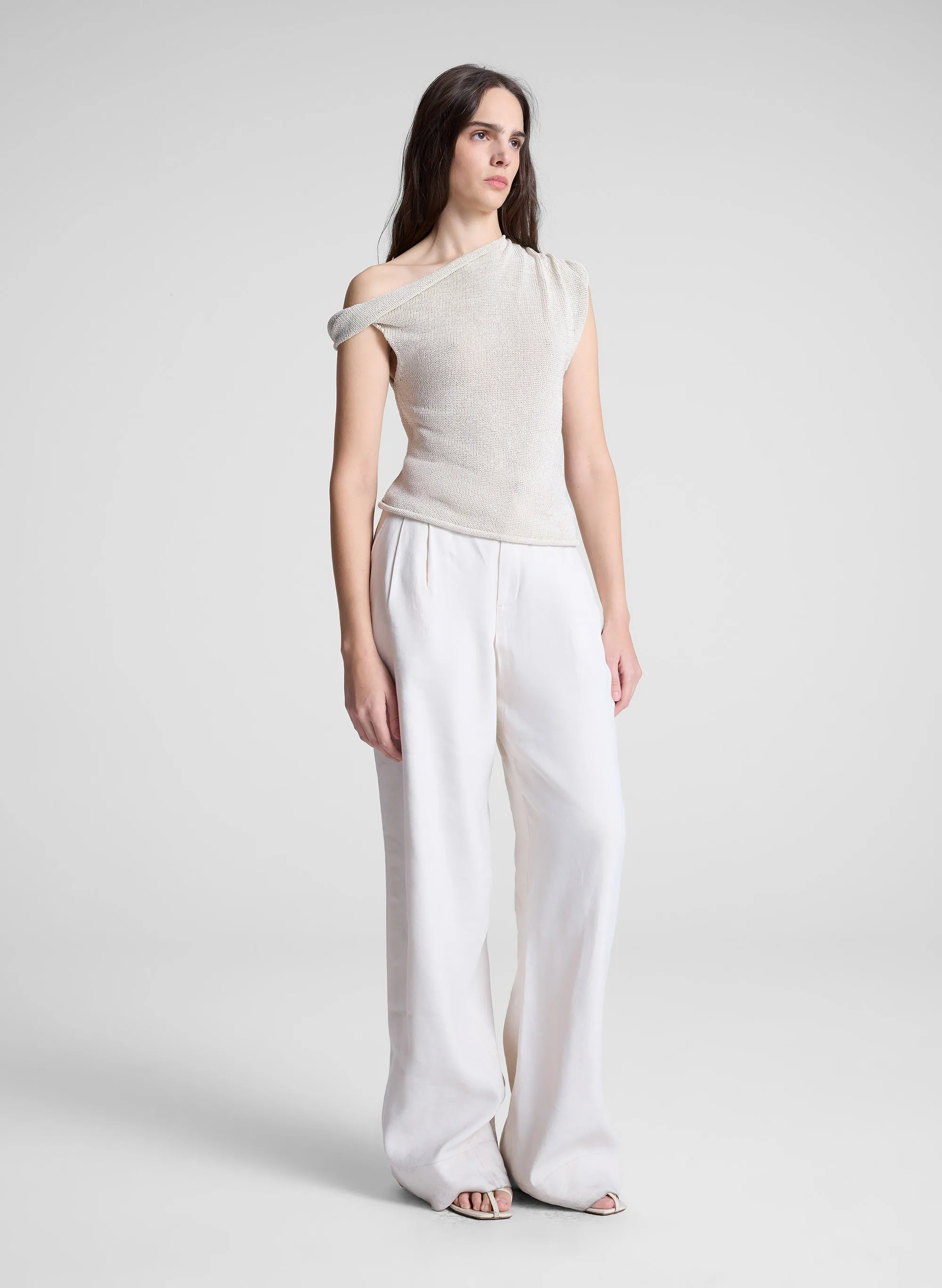 Mona Asymmetric Open Knit Top