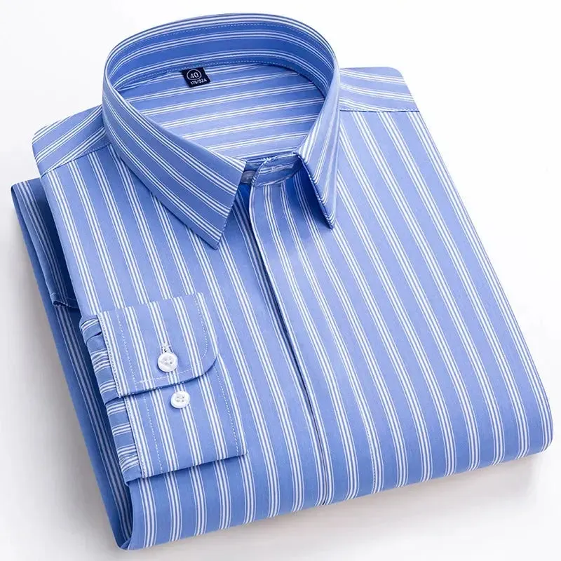 New Quality Concealed Button Men Shirt Long Sleeves Dress Shirts For Men