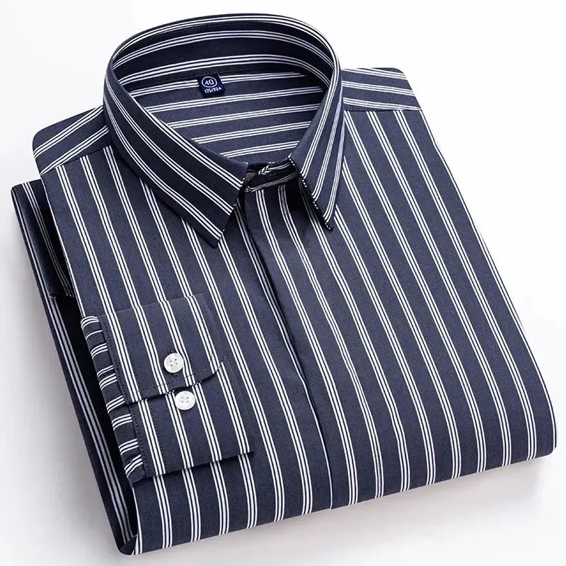 New Quality Concealed Button Men Shirt Long Sleeves Dress Shirts For Men