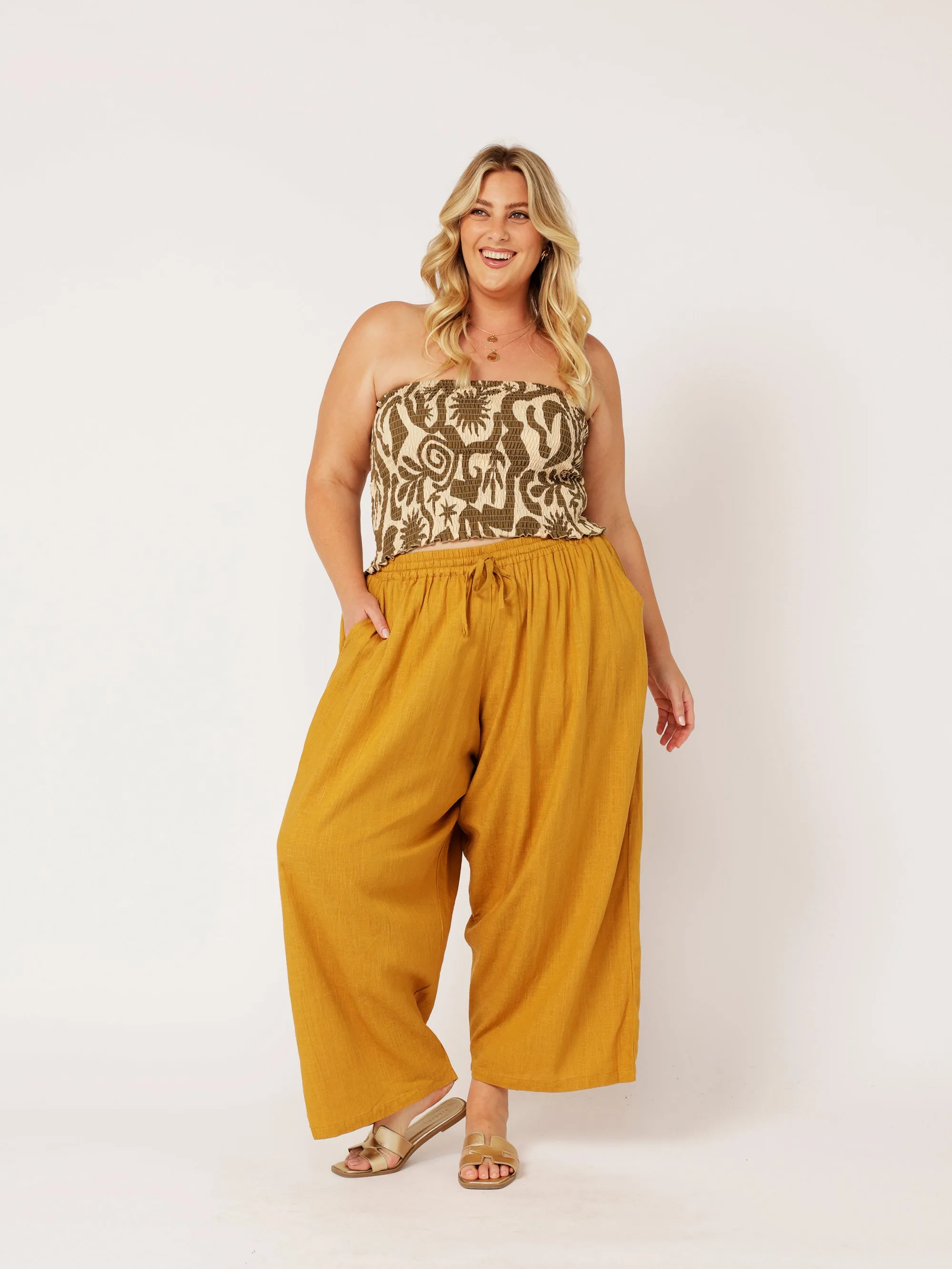 Nirvana Pant | Mustard | Viscose Linen