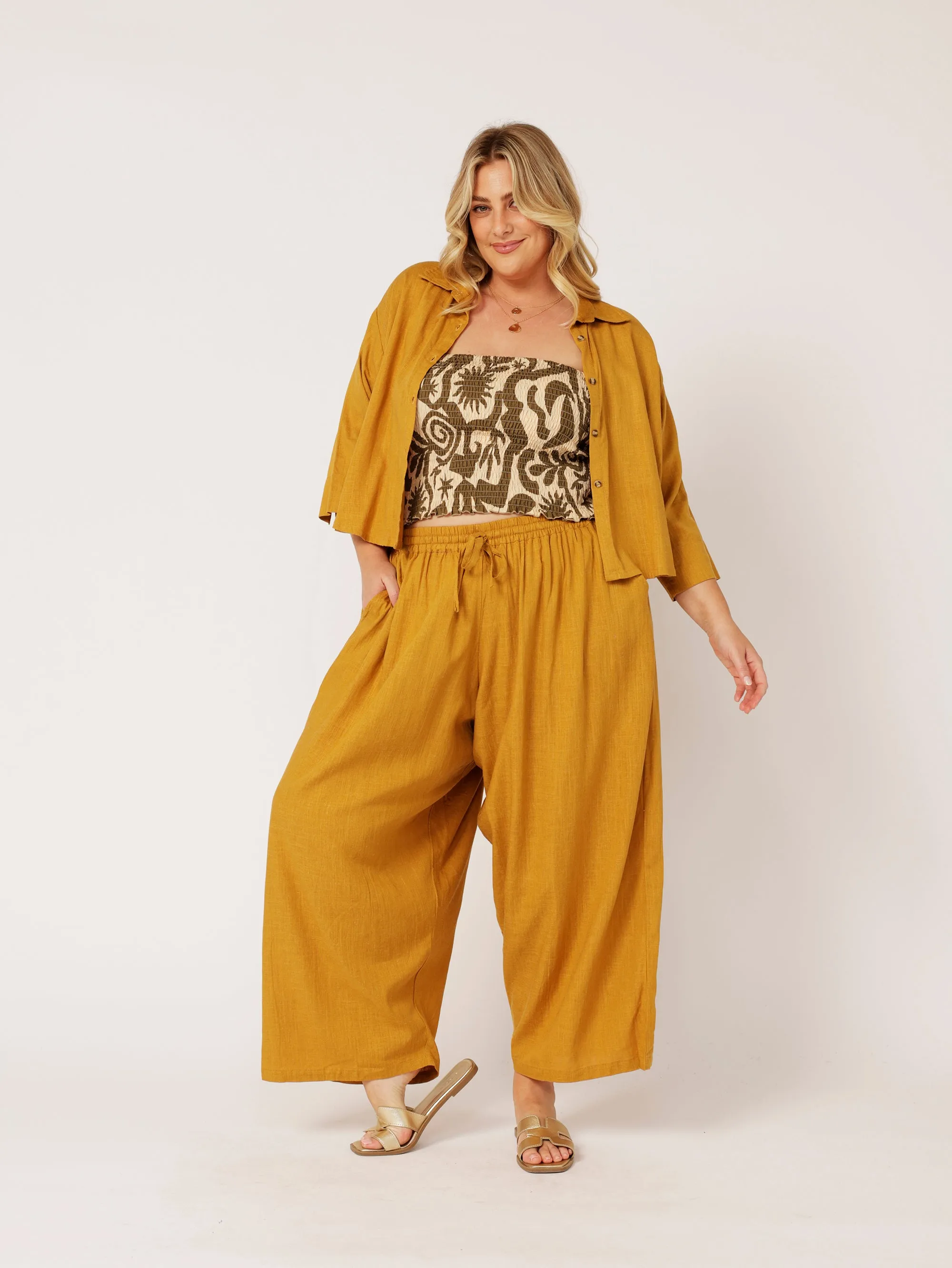 Nirvana Pant | Mustard | Viscose Linen