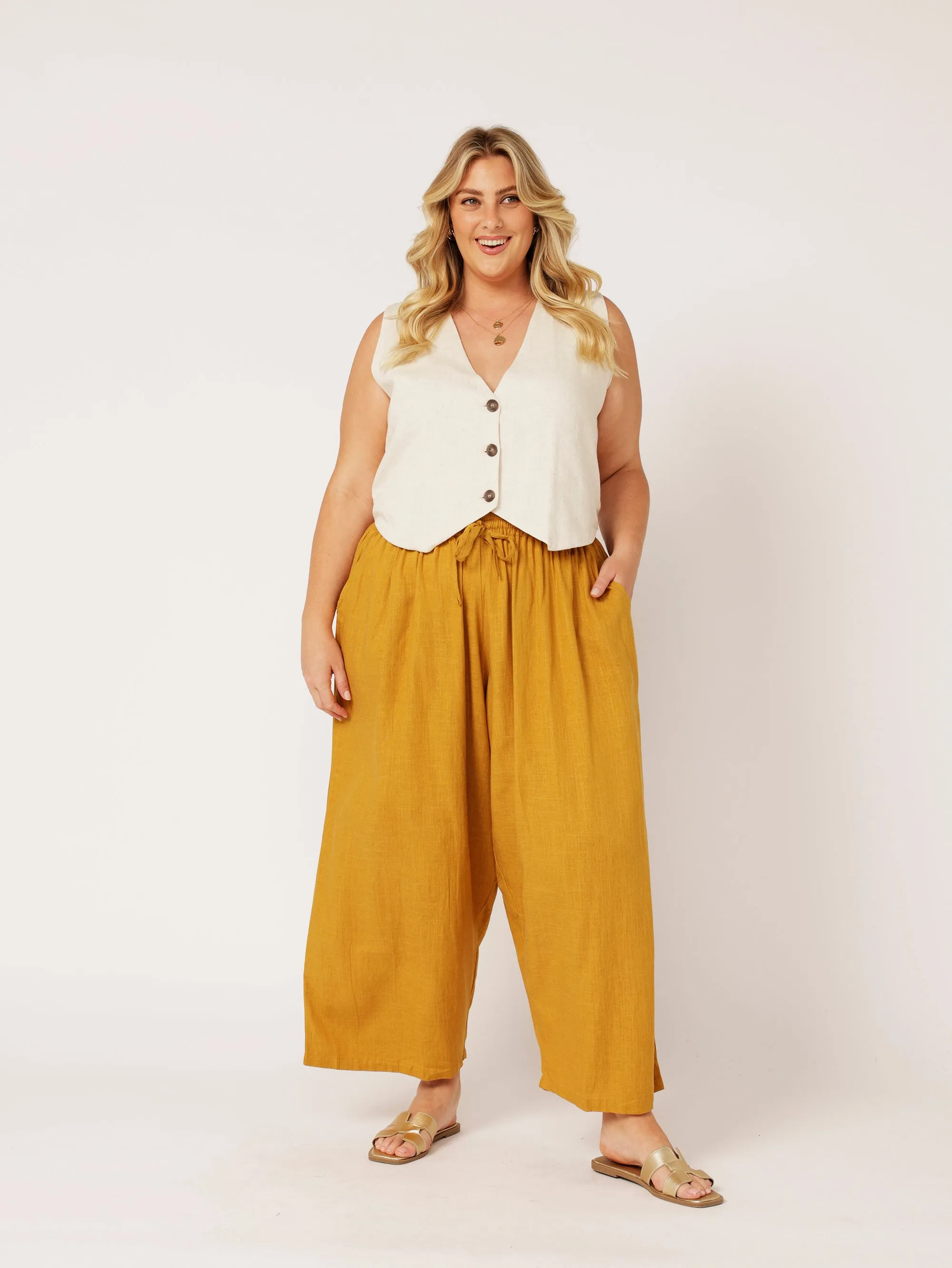 Nirvana Pant | Mustard | Viscose Linen