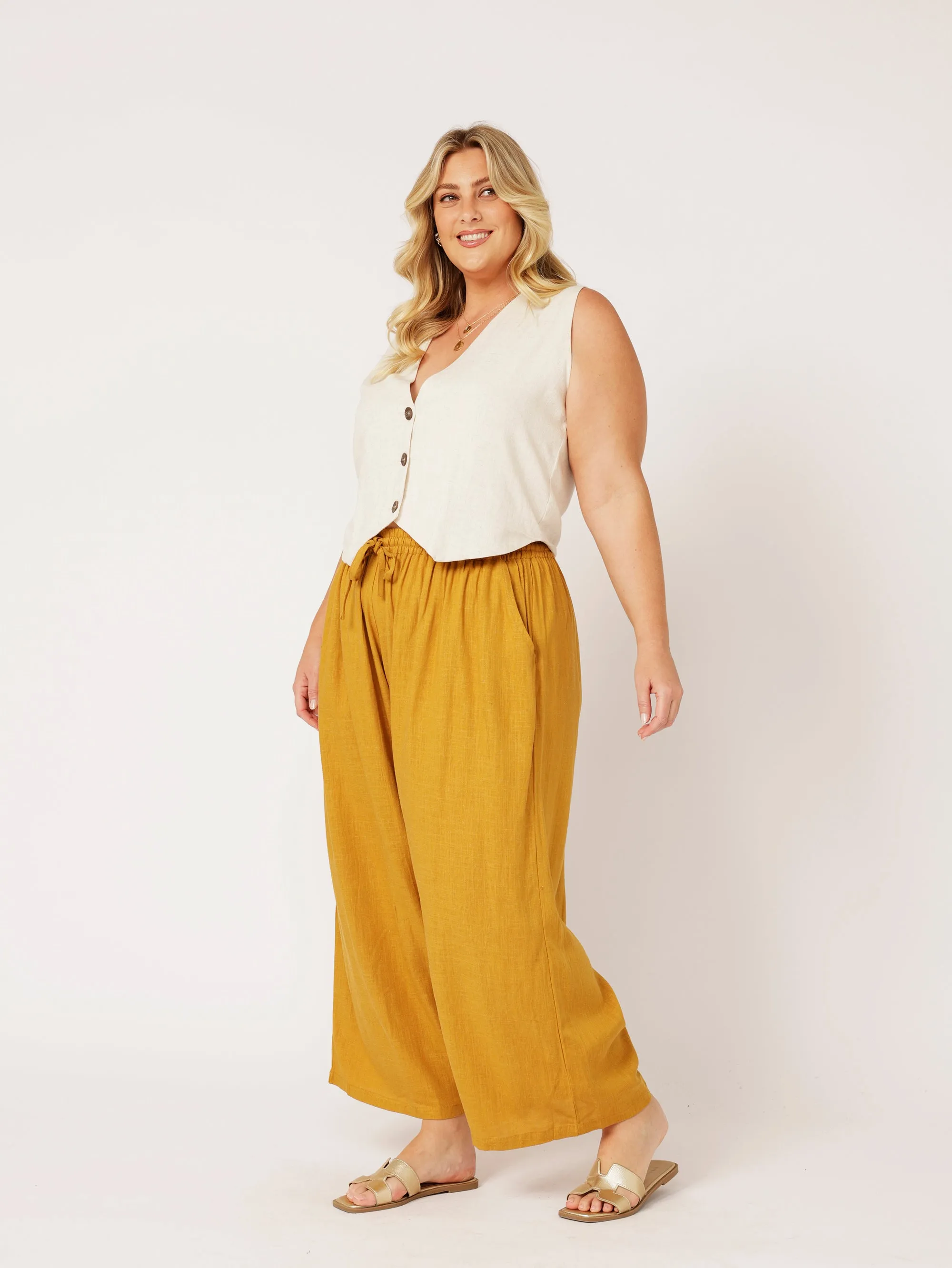 Nirvana Pant | Mustard | Viscose Linen