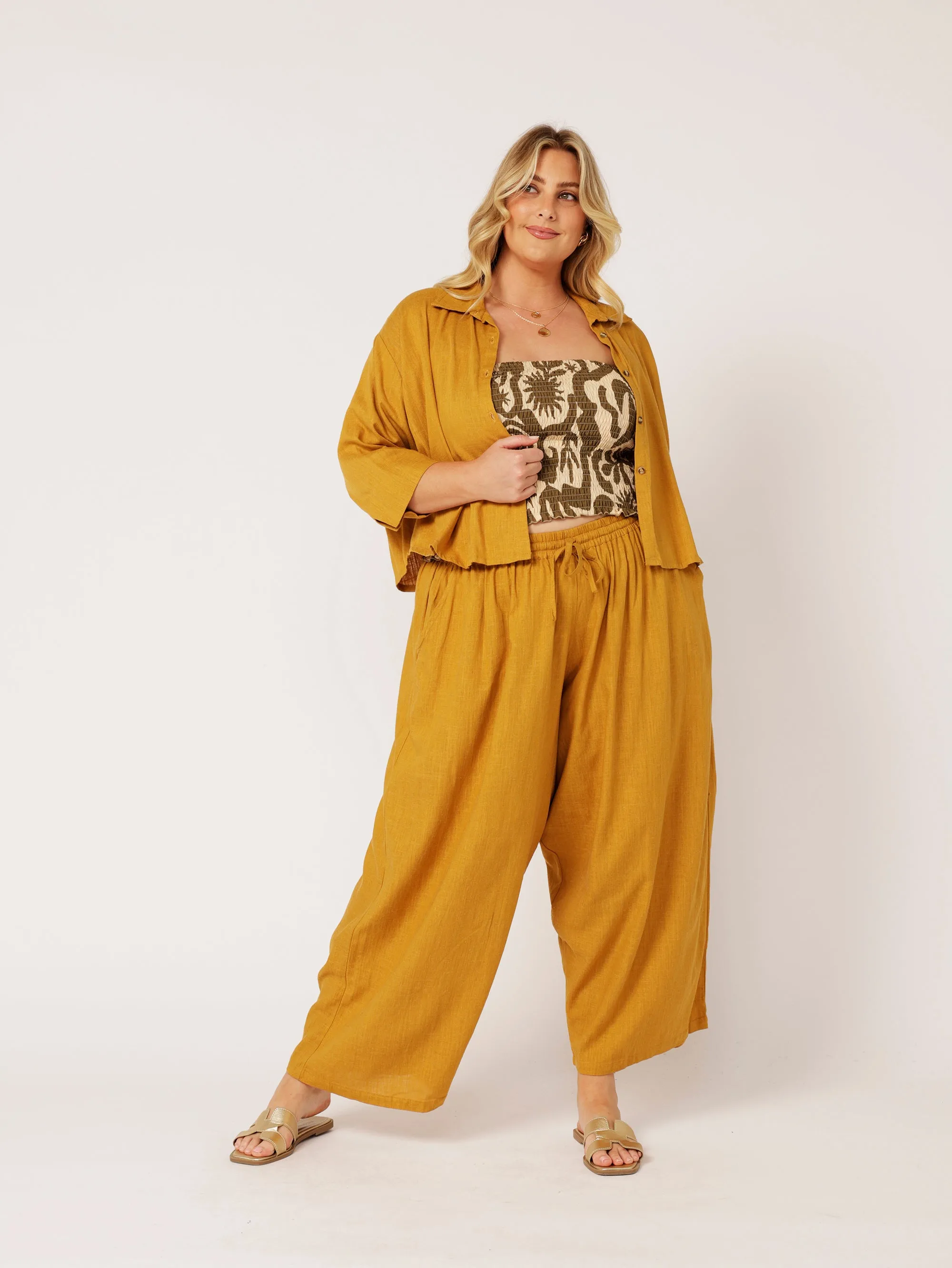 Nirvana Pant | Mustard | Viscose Linen