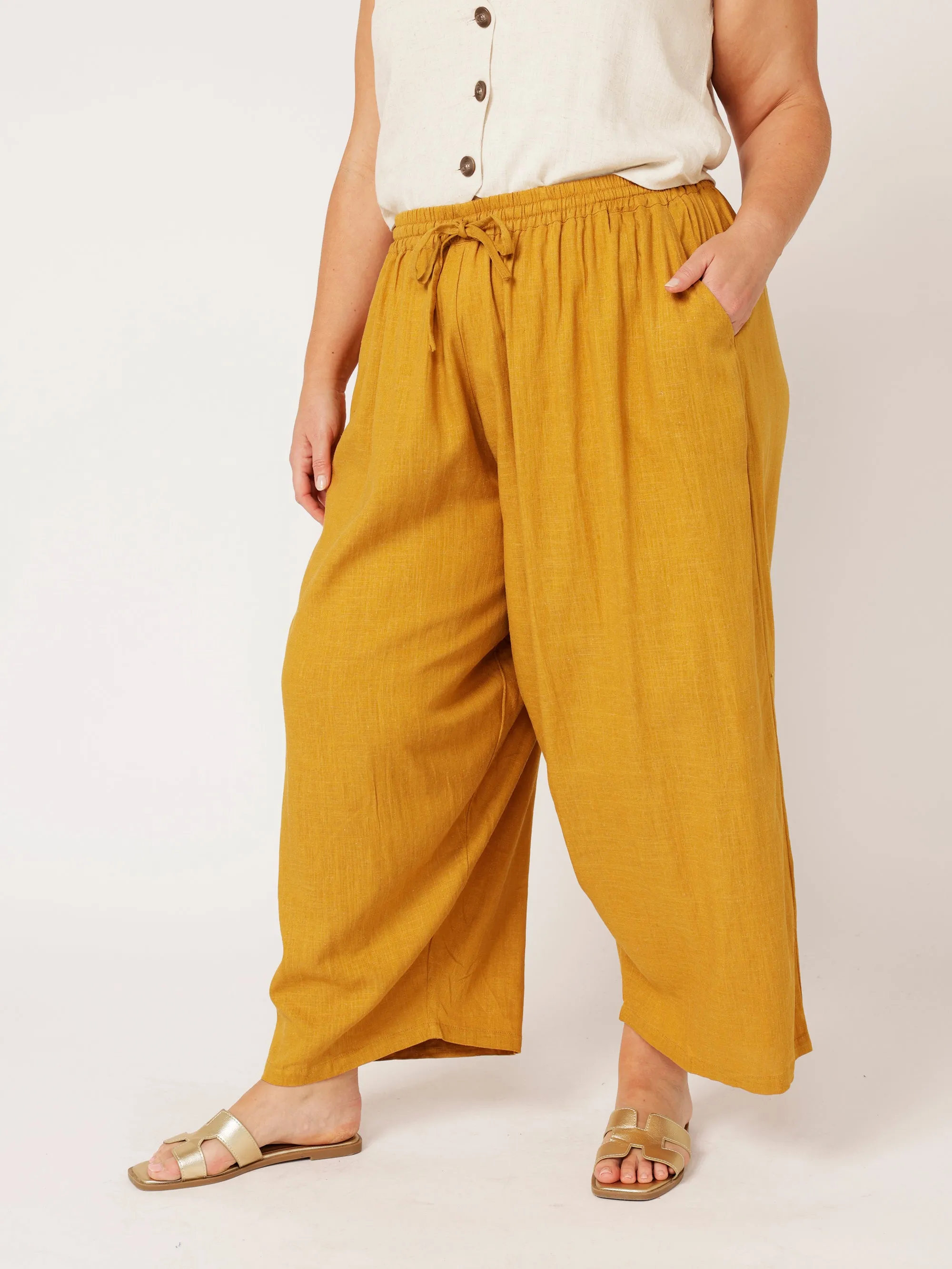 Nirvana Pant | Mustard | Viscose Linen