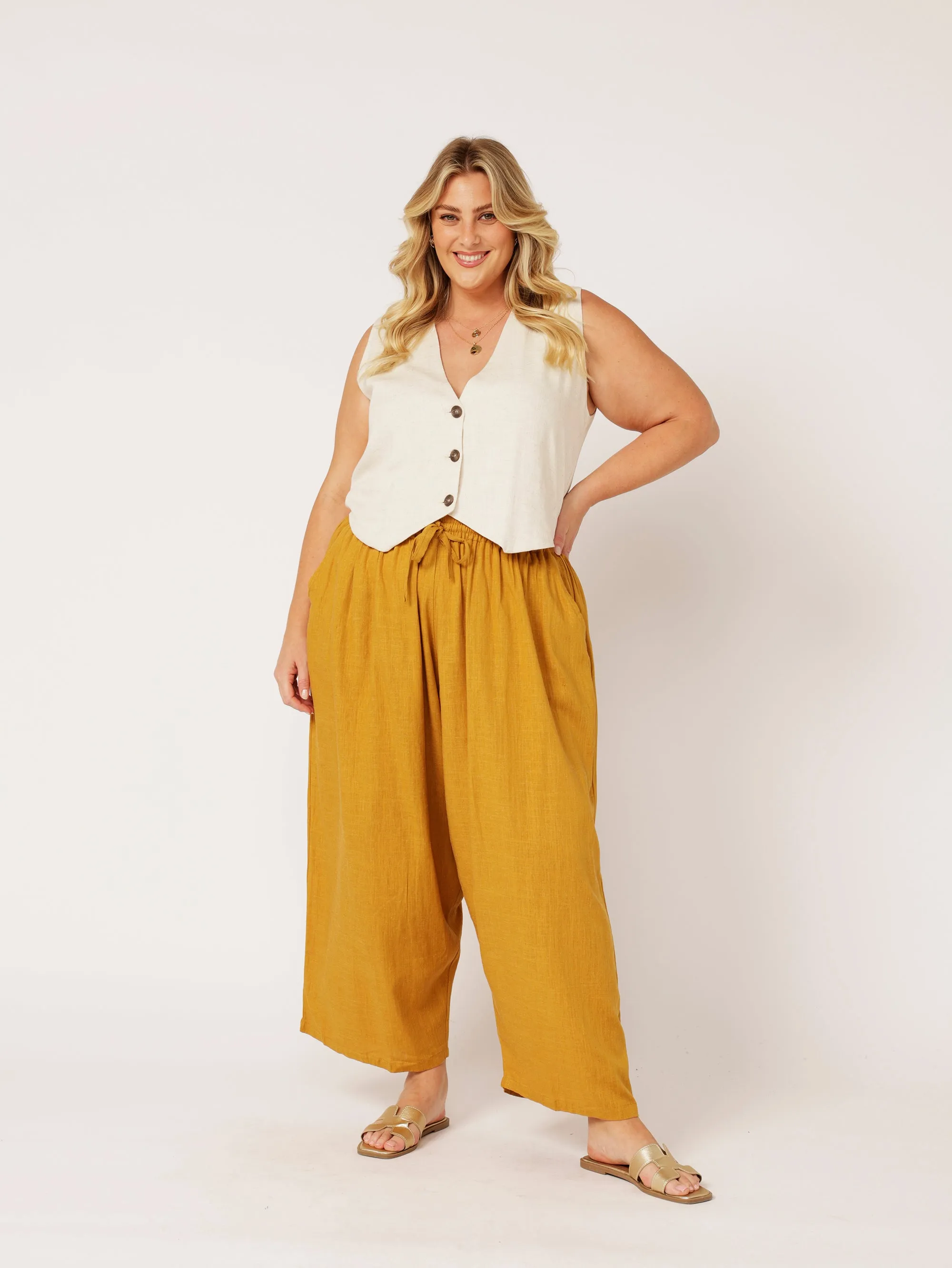 Nirvana Pant | Mustard | Viscose Linen