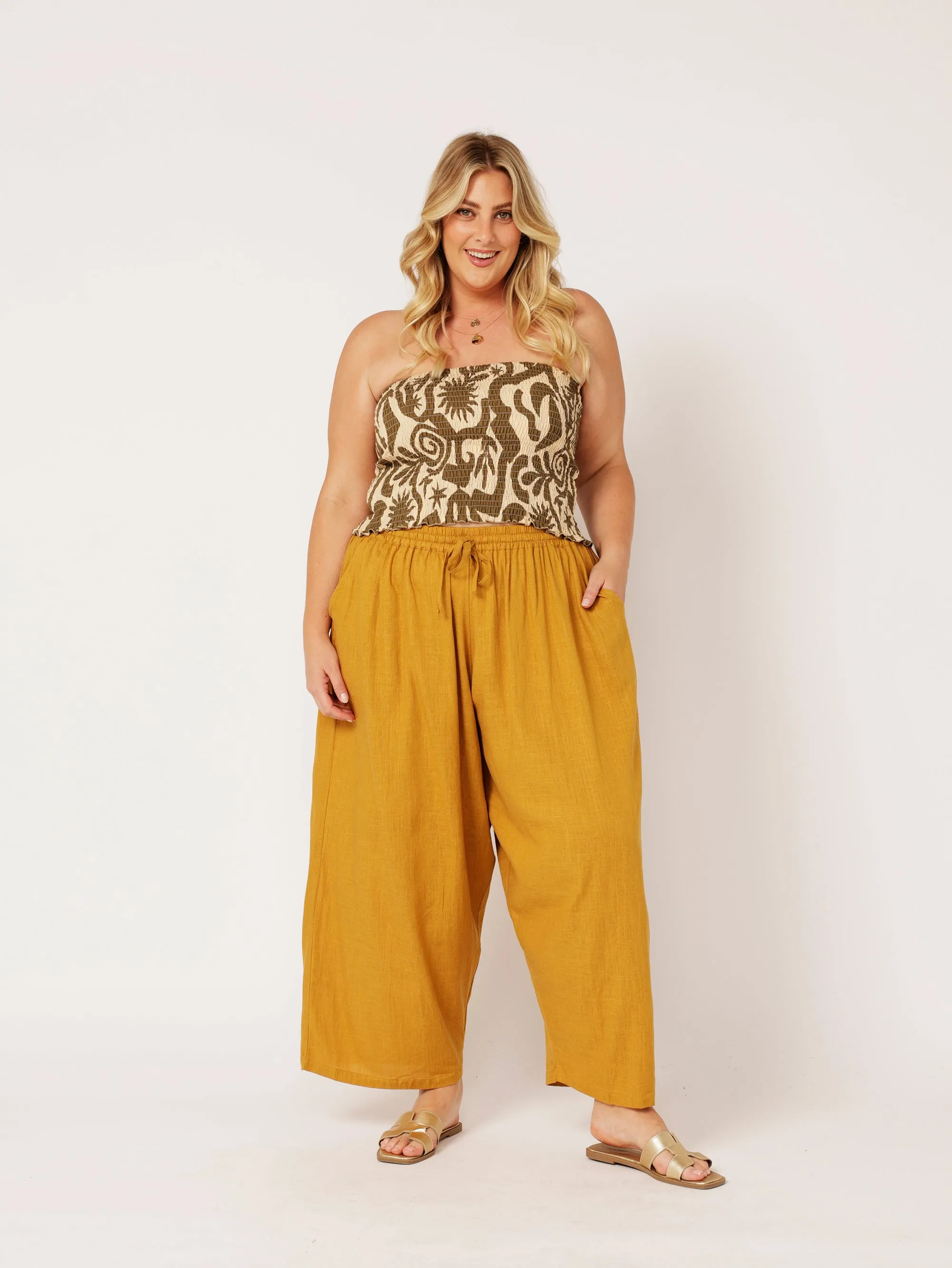 Nirvana Pant | Mustard | Viscose Linen
