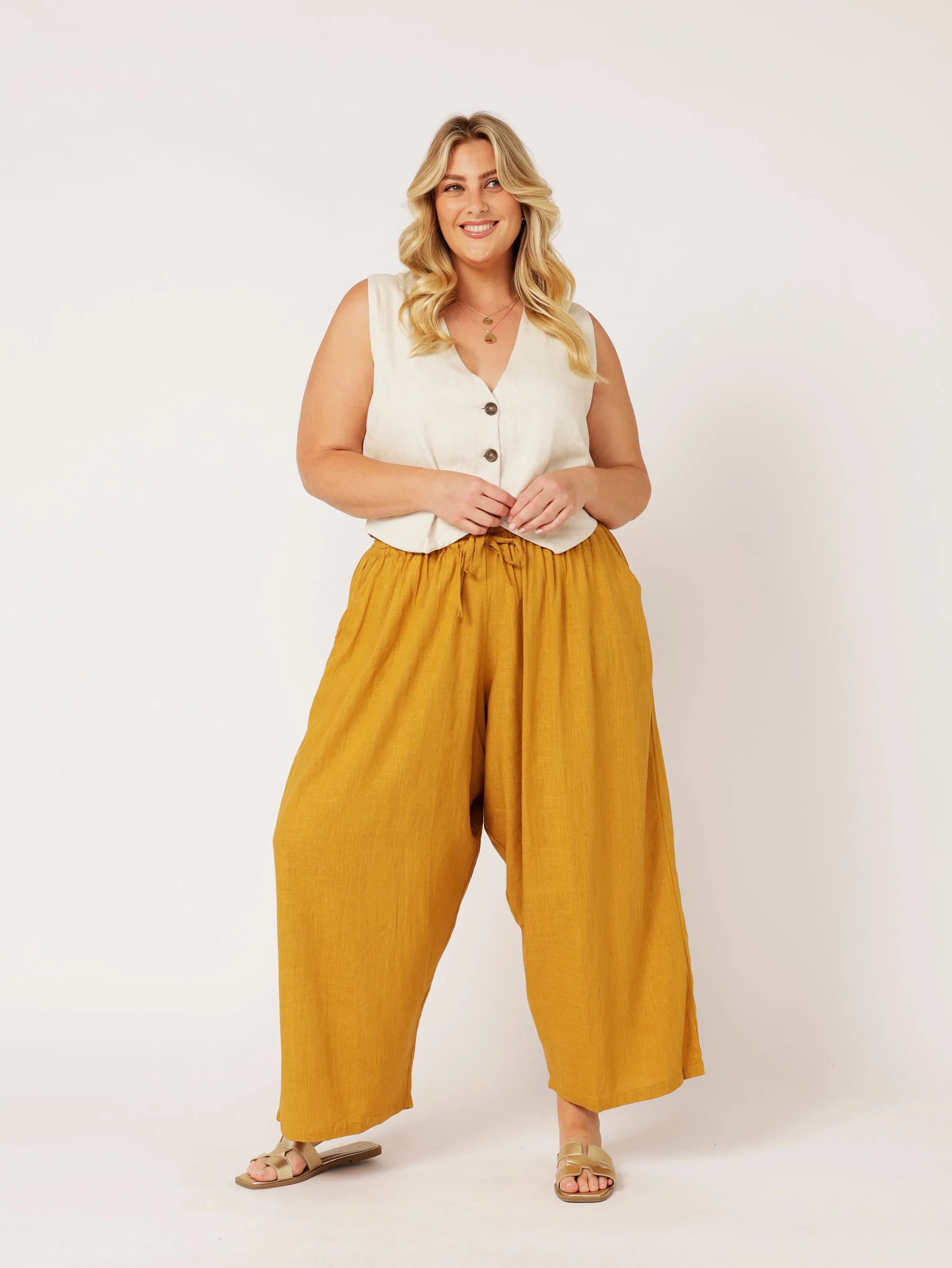 Nirvana Pant | Mustard | Viscose Linen
