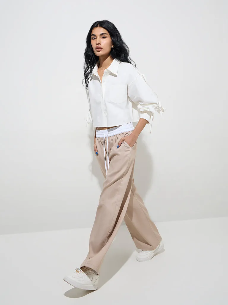 Nuon White Bow-Detailed Cotton Shirt