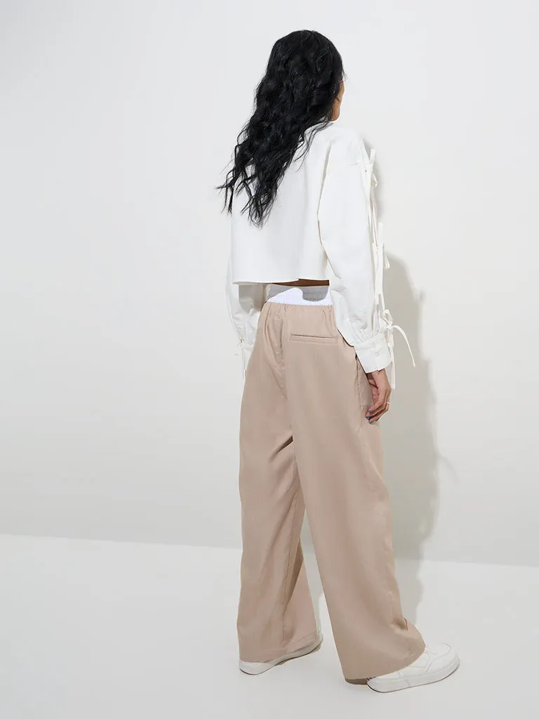 Nuon White Bow-Detailed Cotton Shirt
