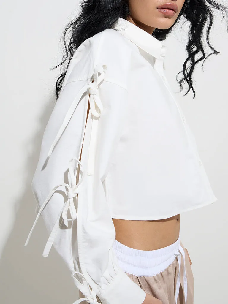 Nuon White Bow-Detailed Cotton Shirt