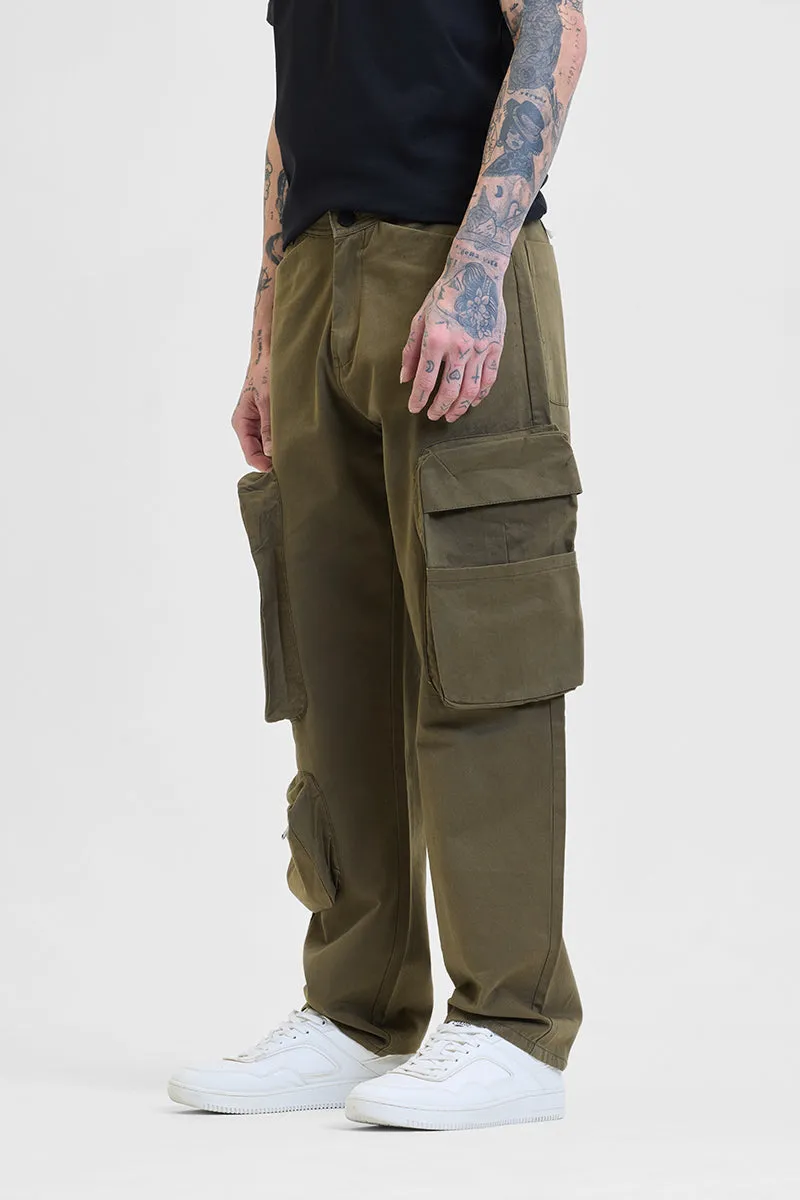Olive Relaxed Fit Multi-Pocket Cargo Pants