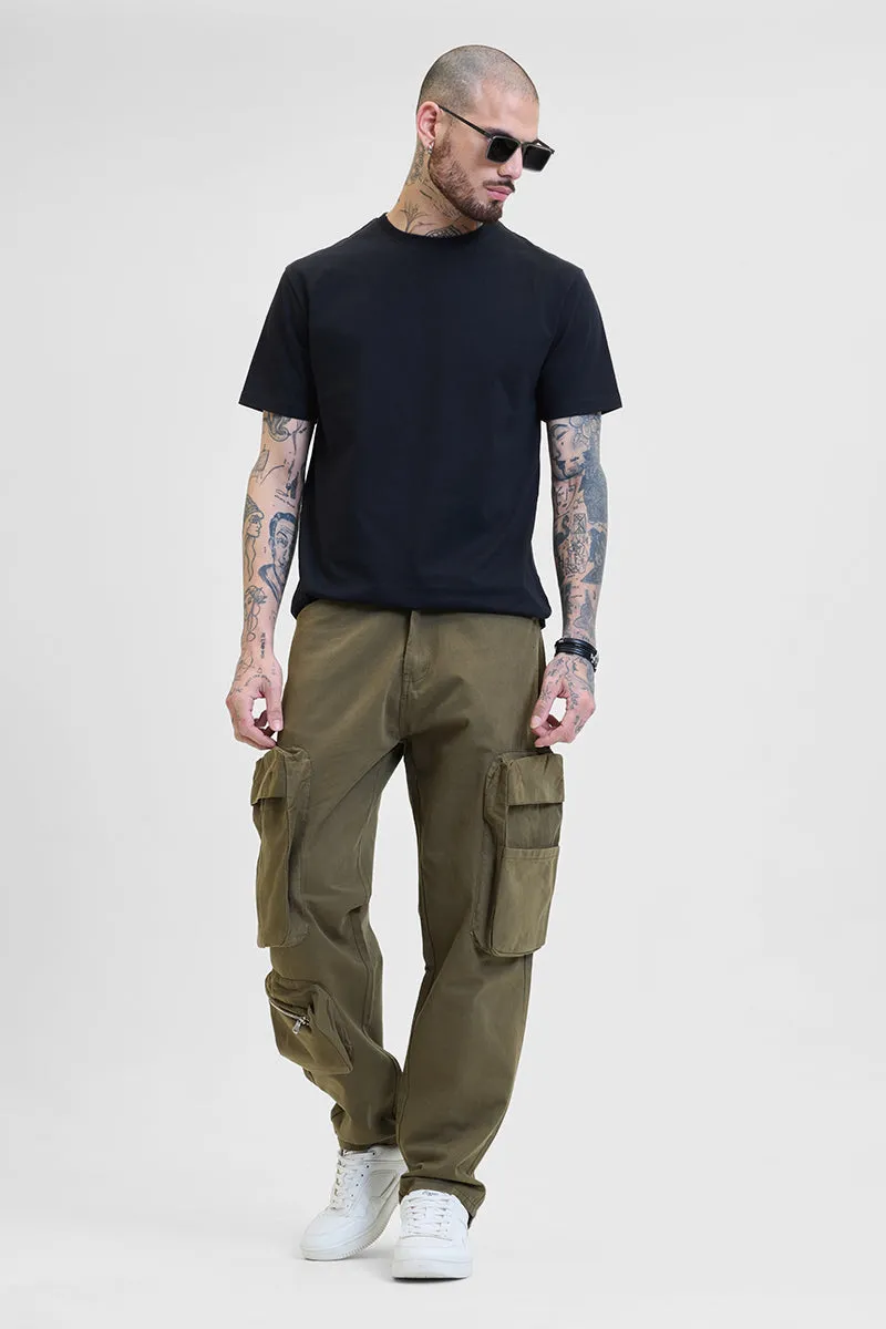 Olive Relaxed Fit Multi-Pocket Cargo Pants