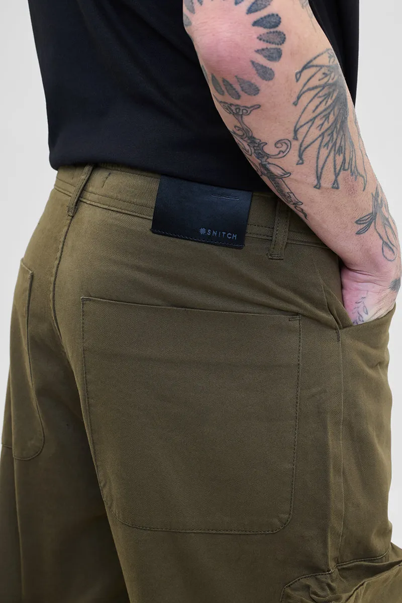 Olive Relaxed Fit Multi-Pocket Cargo Pants