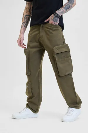 Olive Relaxed Fit Multi-Pocket Cargo Pants