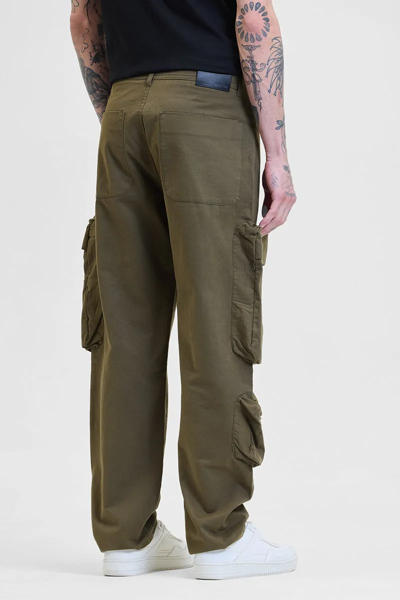 Olive Relaxed Fit Multi-Pocket Cargo Pants
