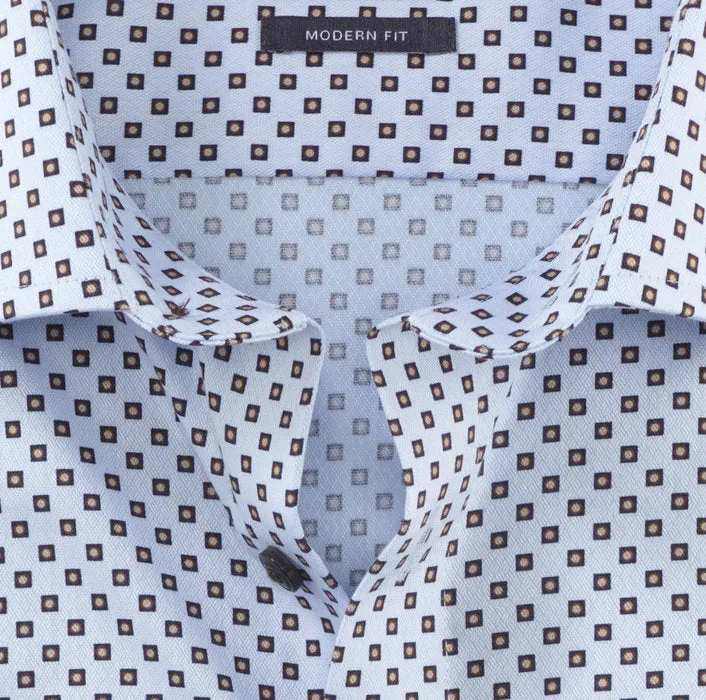 OLYMP - Modern Fit, Light Blue Squared Pattern
