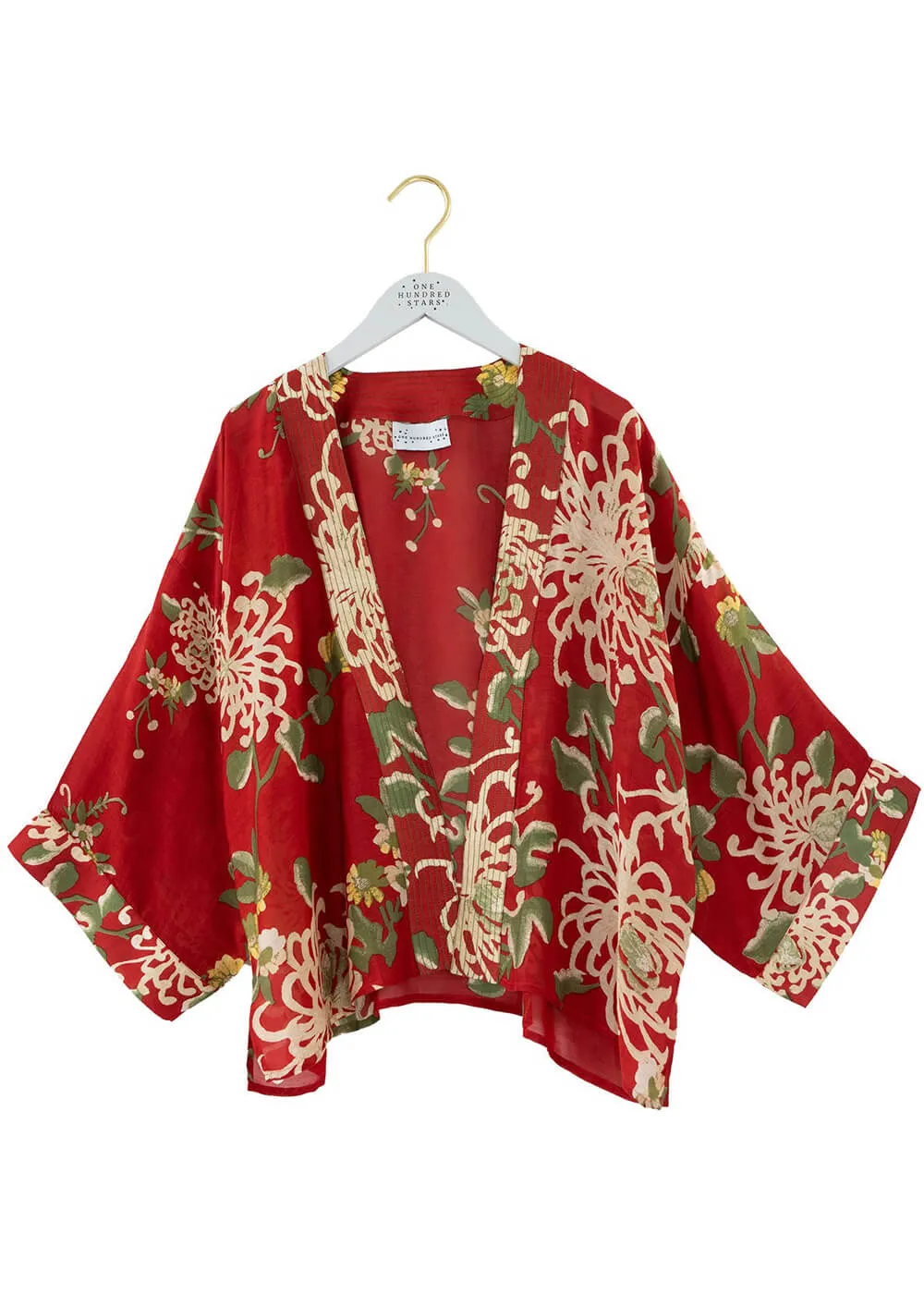 One Hundred Stars Chrysanthemum Short Kimono Red