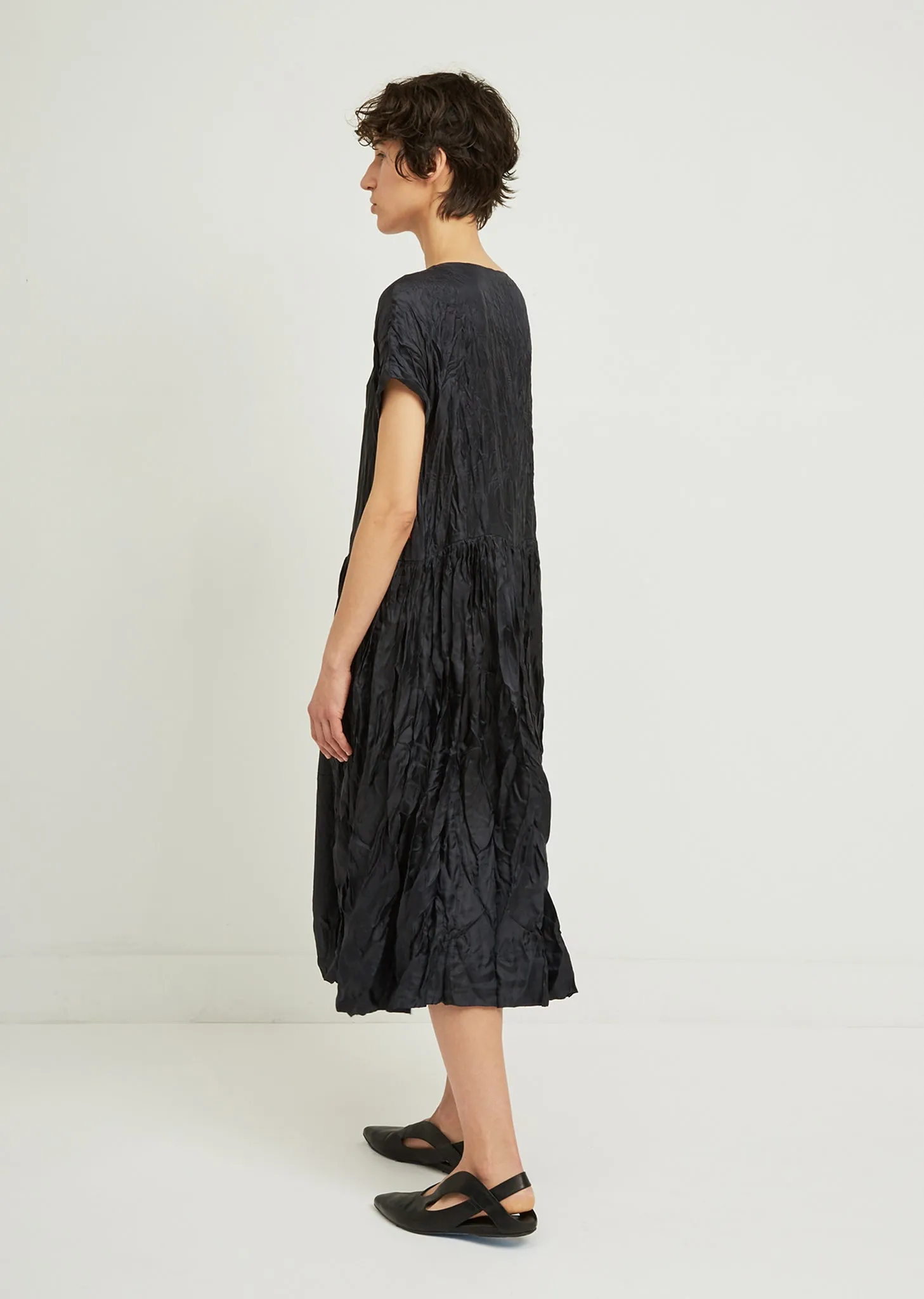 Pasha Silk Crinkle Pleated Dress