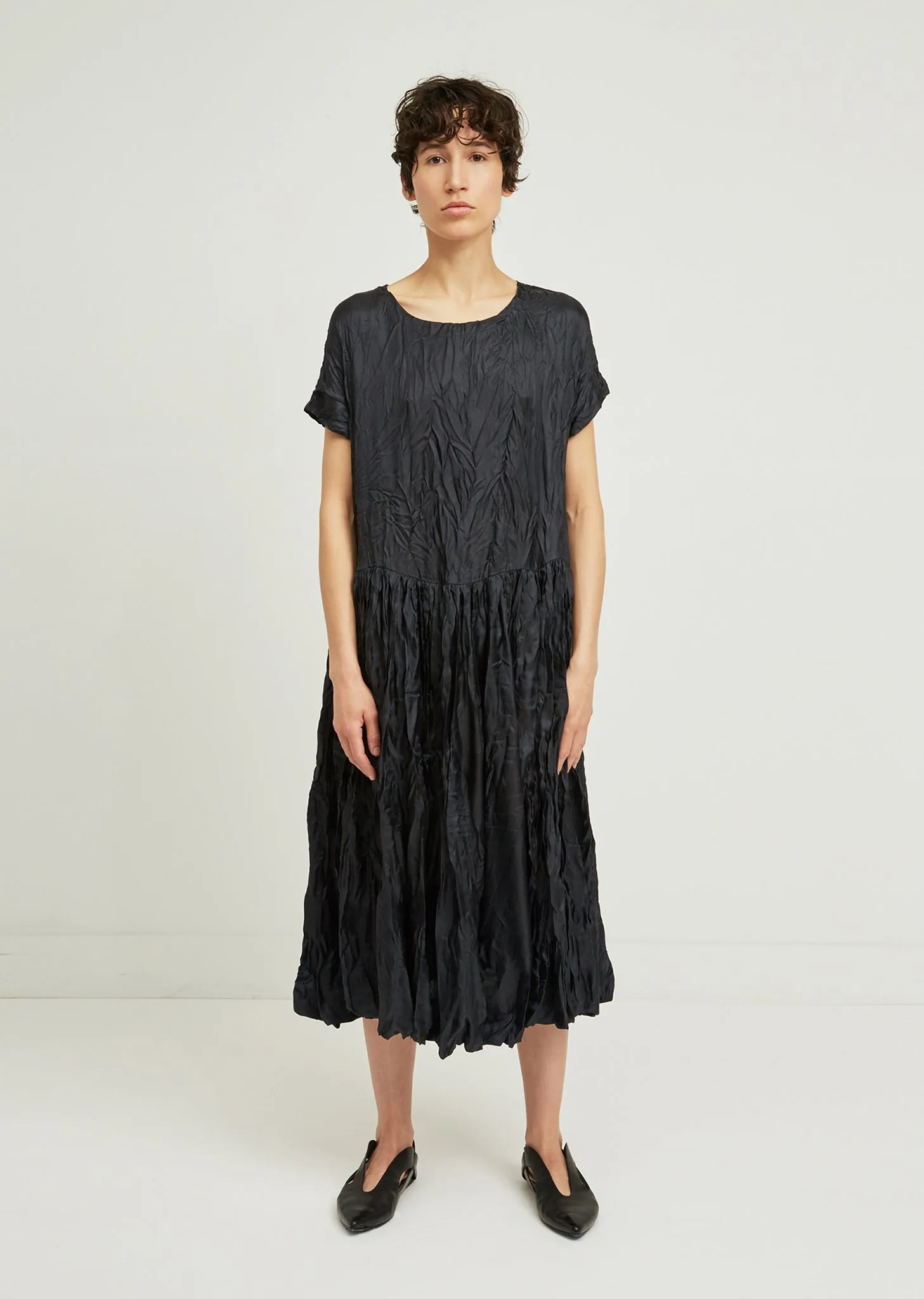 Pasha Silk Crinkle Pleated Dress