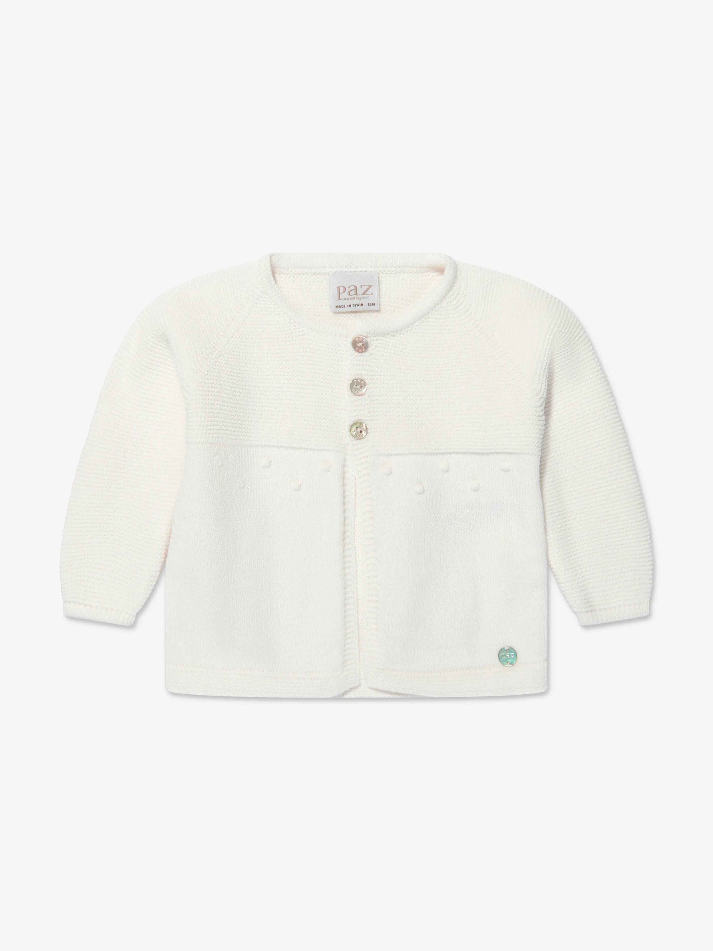 Paz Rodriguez Baby Knitted Cardigan in Ivory