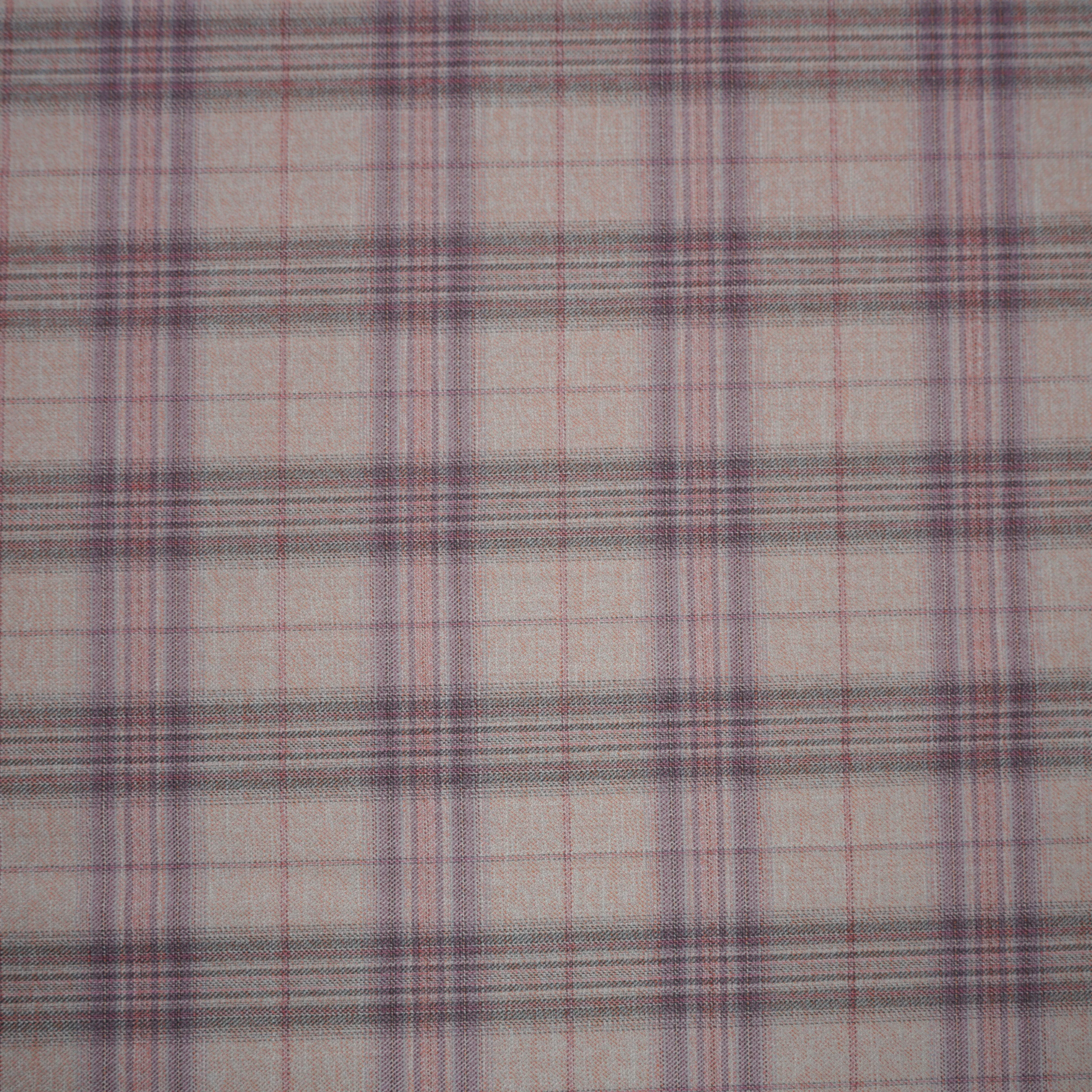 Peach Mock Glen Plaid Fancy Holland & Sherry Royal Mile Plains Suiting Fabric