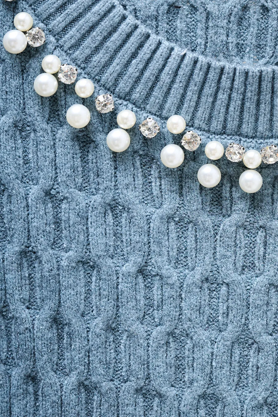 Pearl-embellished cable-knit sweater wholesale