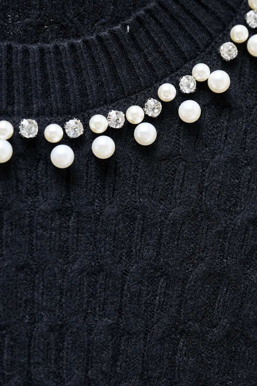 Pearl-embellished cable-knit sweater wholesale