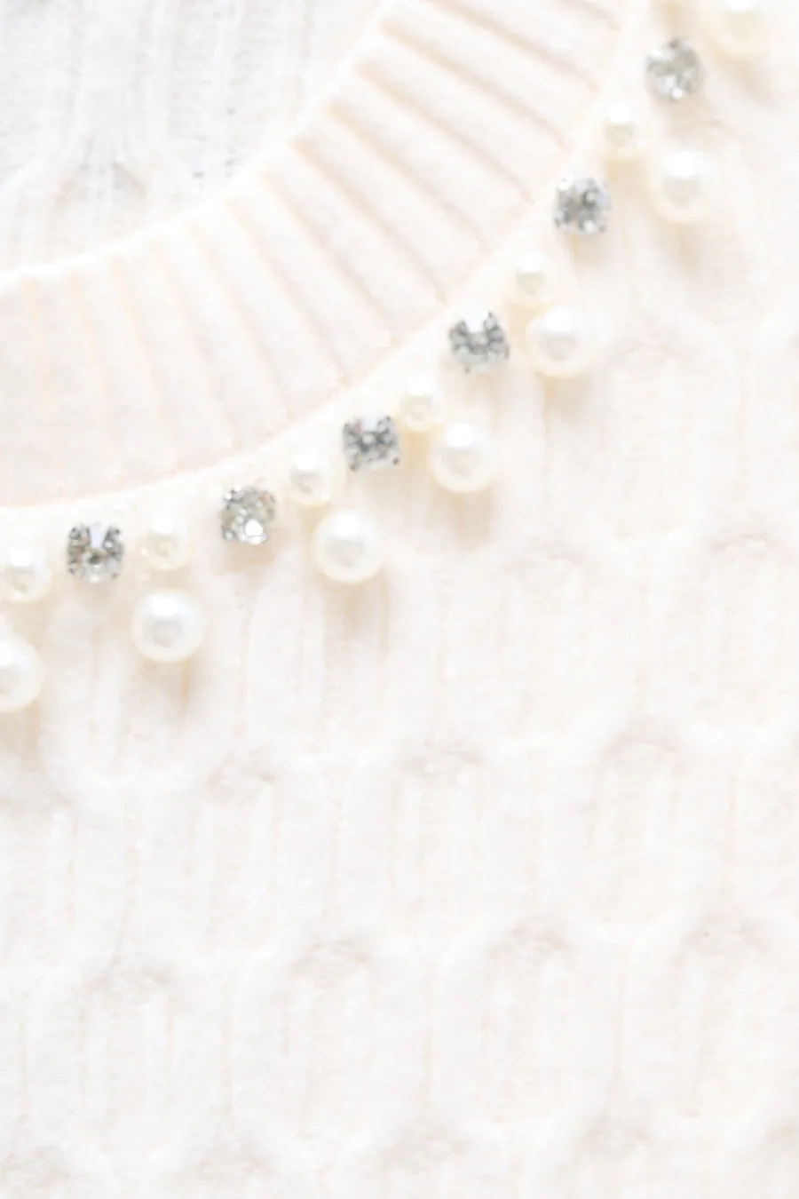 Pearl-embellished cable-knit sweater wholesale