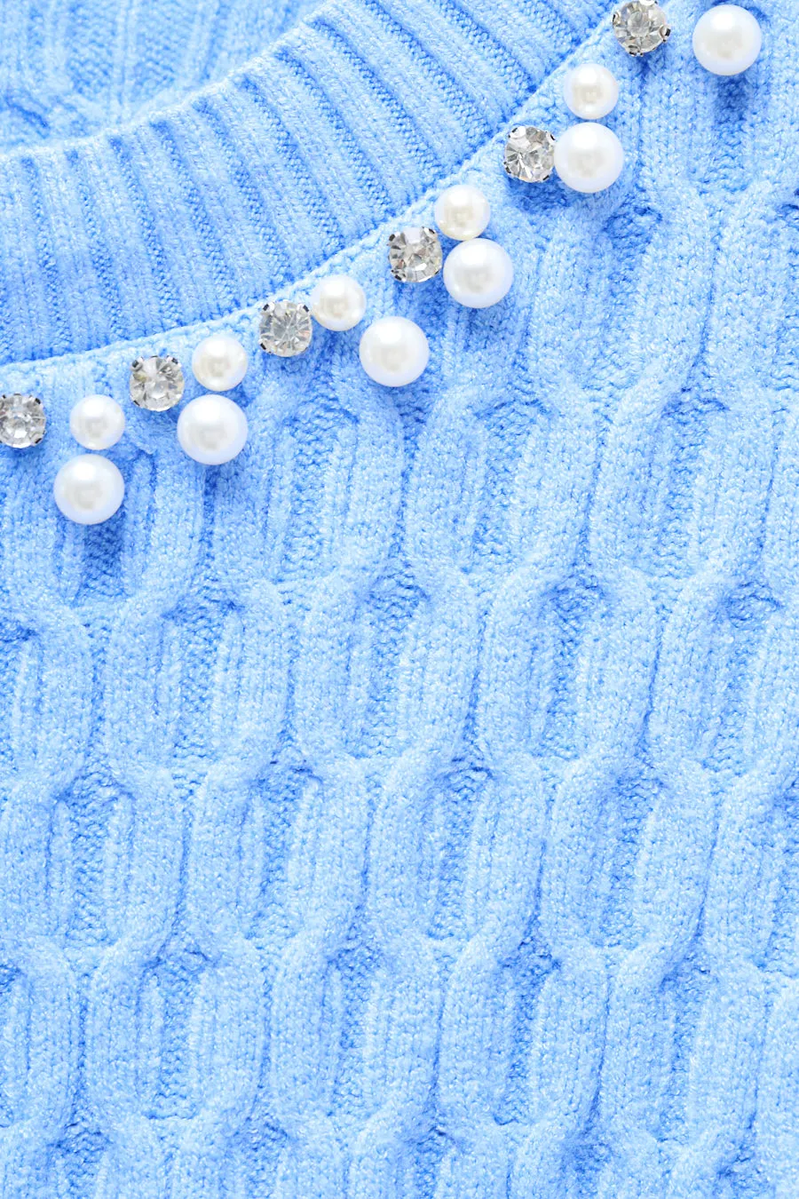 Pearl-embellished cable-knit sweater wholesale