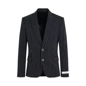 Pinestripe 2 Buttons Jacket in Marine