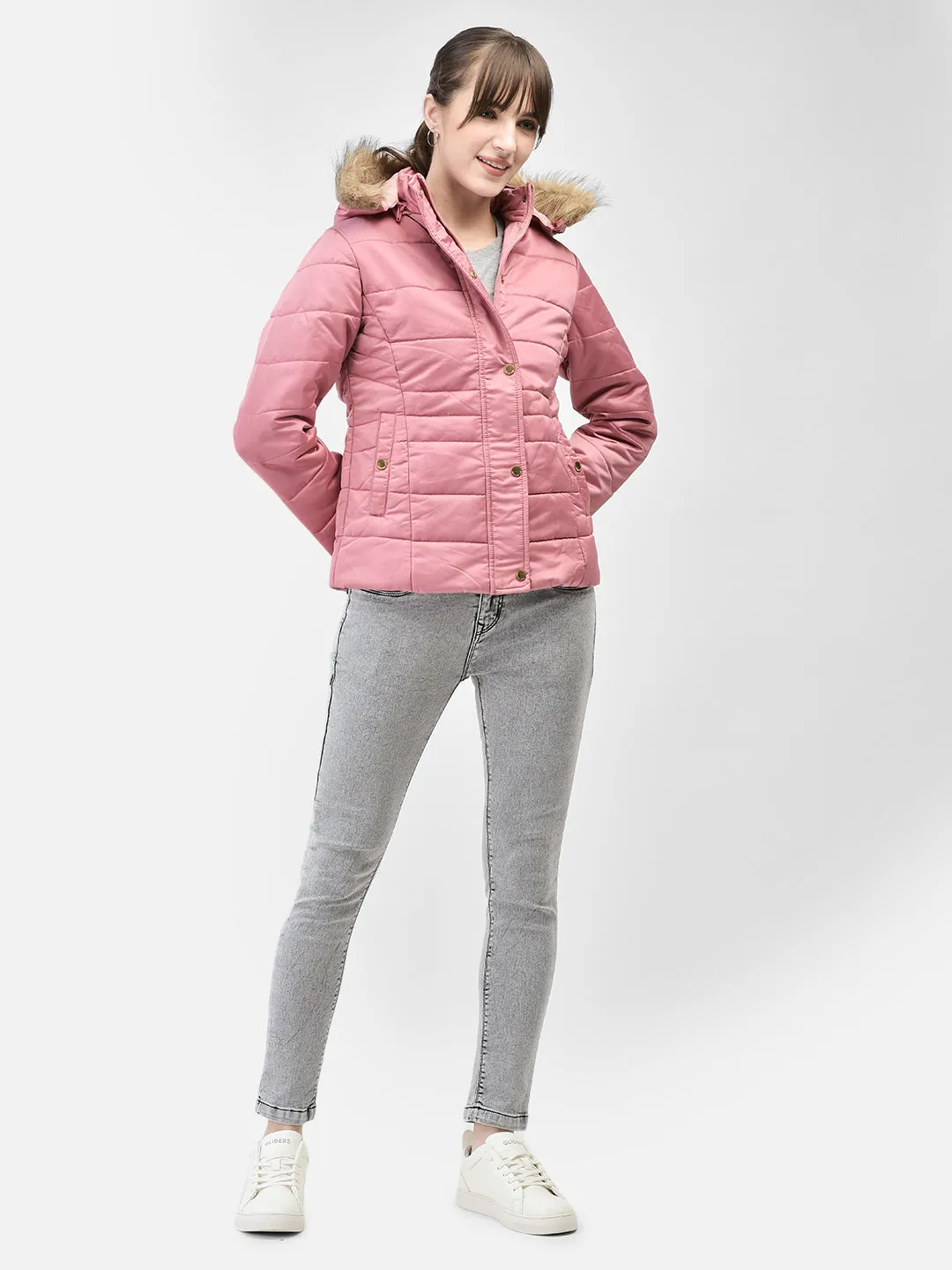 Pink Hooded Puffer Jacket