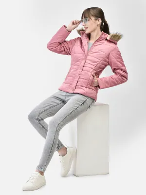 Pink Hooded Puffer Jacket