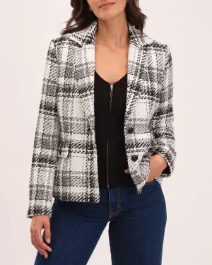 Plaid Two Button Notch Collar Jacket