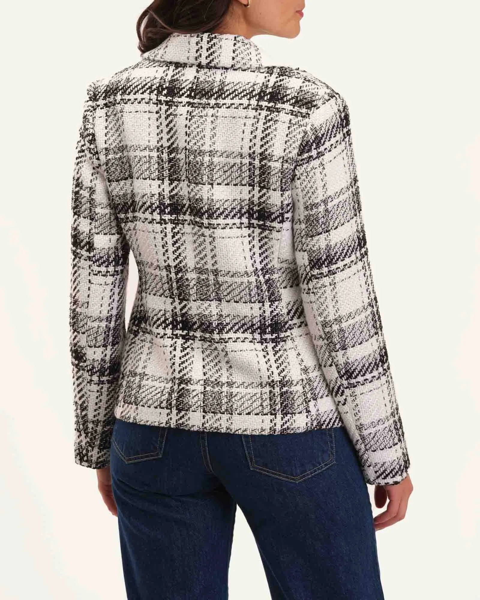 Plaid Two Button Notch Collar Jacket