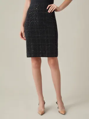Plus Pull-On Pencil Skirt, Plaid Sparkle Detail